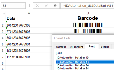 GS1 DataBar Barcode Font Package