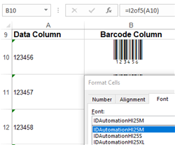 Interleaved 2 of 5 ITF Barcode Fonts