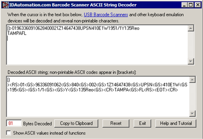 Barcode ASCII Decoder