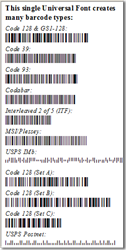 Universal 1D Barcode Font Package