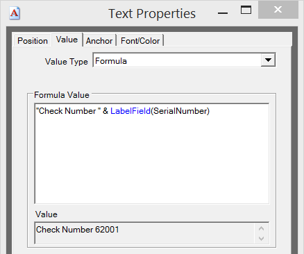 A VB Script Formula Can Be Entered in the Value Tab