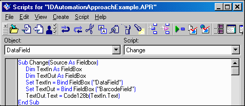 LotusScript Source Code for the Barcode Field Change Event.