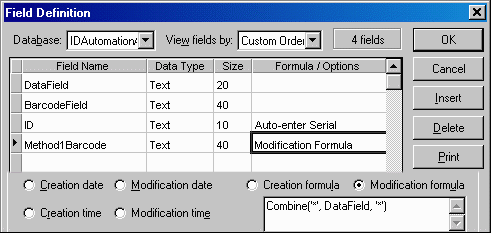 Enter the Modification Formula for the Barcode Font