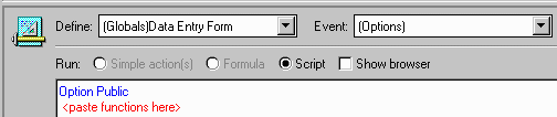 Copy only the necessary functions from the IDAutomationLS.lss LotusScript file into the Options event.