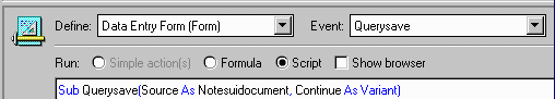 LotusScript Source Code for the QuerySave Event