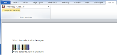 Generate Barcode with Addin for Microsoft Word