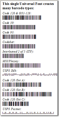 Universal Barcode Font Package