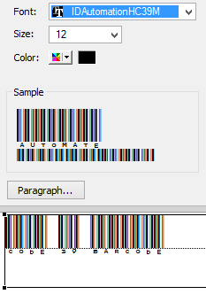 Apply the barcode font