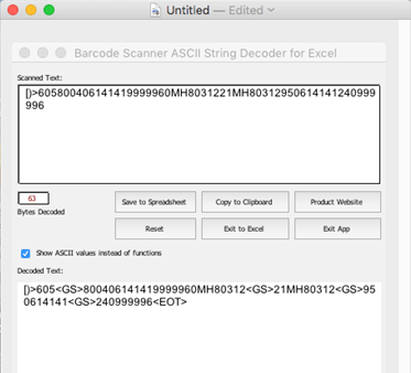 Barcode Scanner ASCII String Decoder for Mac