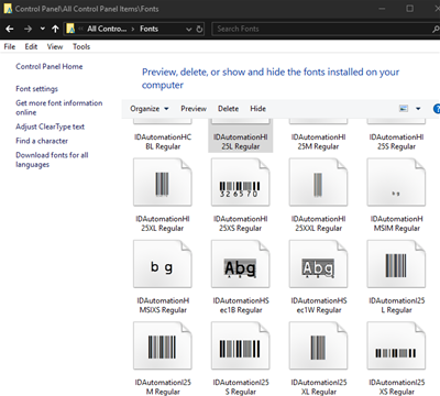 TrueType 1D Barcode Font Package for Windows